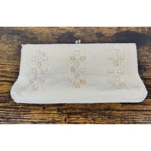 Vintage 1950s 1960s Faux Pearl Beaded Clutch Bag Debbie John Wind Imports Japan